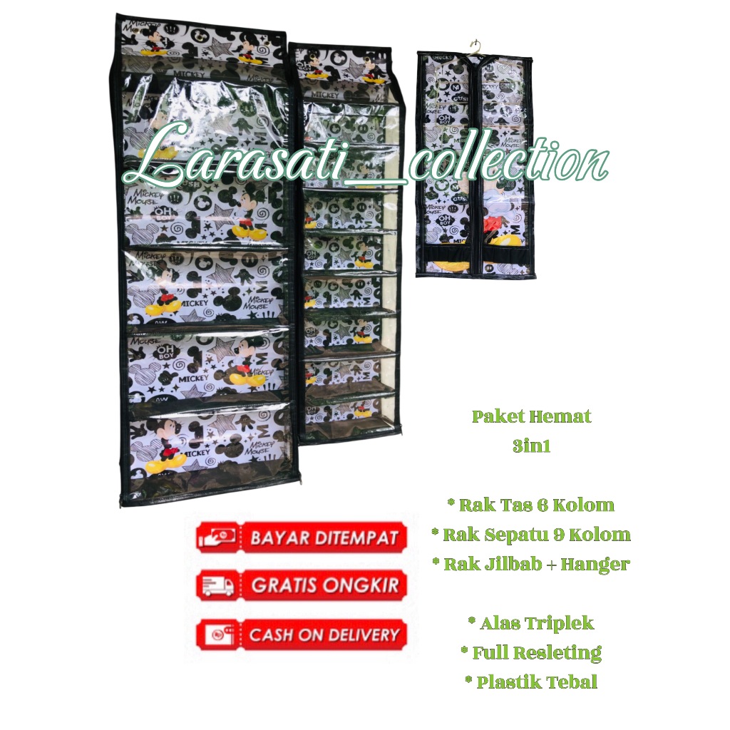 (Alas Triplek) RAK GANTUNG SET 3IN1 RAK TAS RAK SEPATU RAK JILBAB ALAS TRIPLEK MURAH