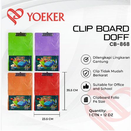 

Yoeker - Clipboard Papan Tulis F4 / Transparant