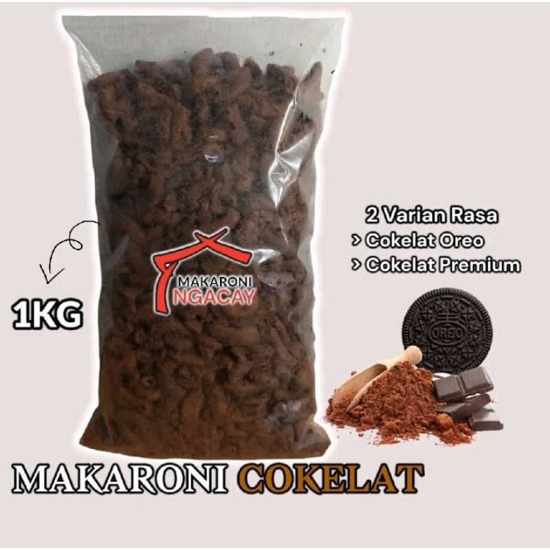 

Makaroni Coklat 1KG Makaroni Ngacay Rasa Coklat Oreo dan Coklat Premium - Cemilan Coklat