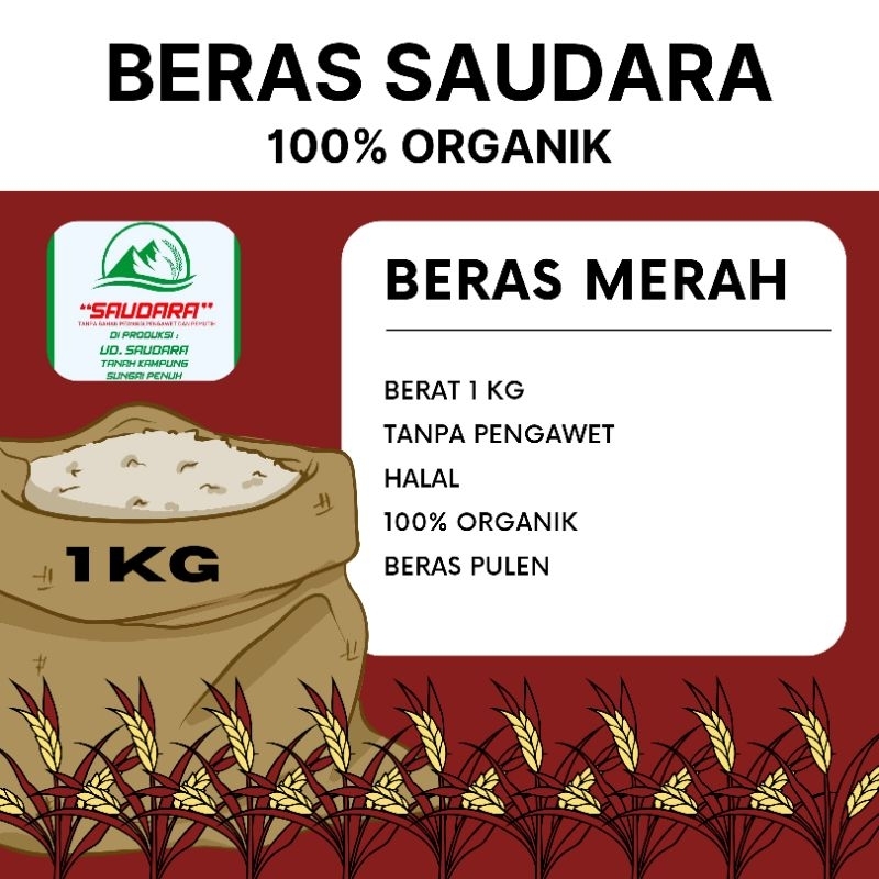 

BERAS SAUDARA - BERAS MERAH 1 KG