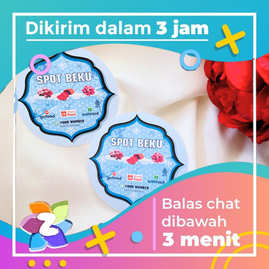 

Zennida Sticker Print Cetak Label Makanan Beku Logo Frozen Food Free Desain Custom Chromo Bulat