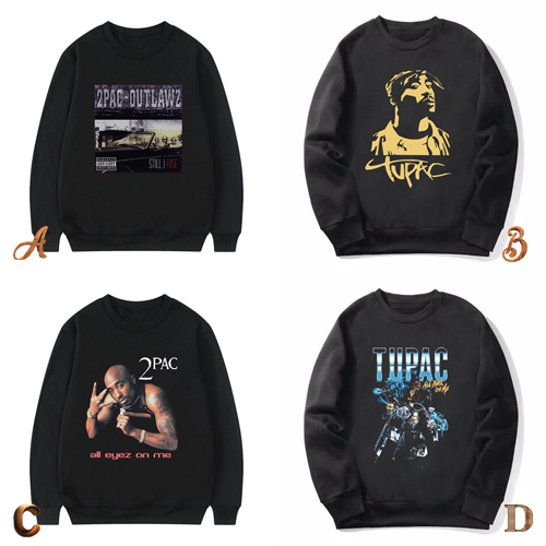 READY STOCK | LANGSUNG ORDER AJA | Sweater 2Pac Tupac Shakur Crewneck Hitam Casual 100% Cotton Black