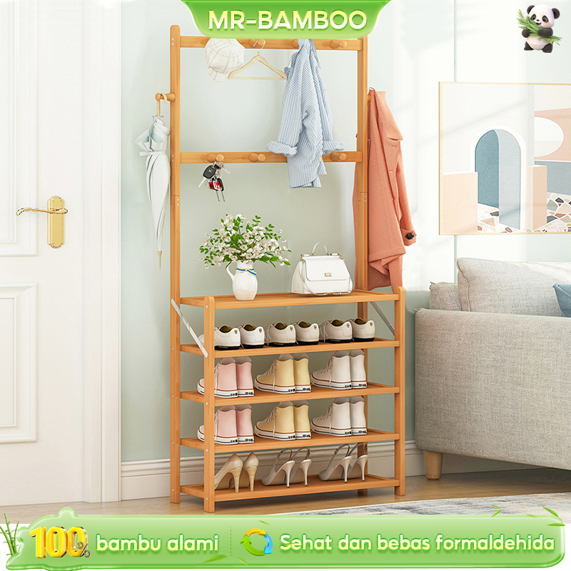 Rak Sepatu Kayu/Rak Sepatu Penyimpanan/Baju Rak Serbaguna/Rak Pakaian Dan Sepatu/Hanger Tas Topi