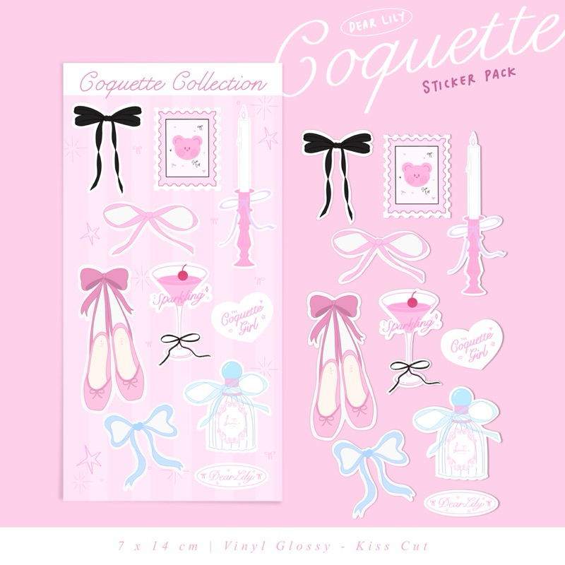

Dear Lily - Coquette Ribbon Sticker Pack / Deco Sticker Phone Case Waterproof / Sticker Aesthetic Pastel Coquette Set Dekorasi Case HP Tumbler Laptop / Kiss Cut Coquette Girl Stickers