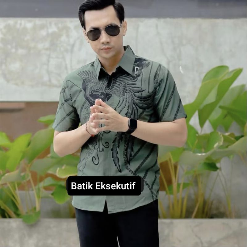 Batik Pria Kurawa Hijau Reguler TERBARU Keris Modern Premium Baju Atasan Batik Cowok Prabuseno Alisa