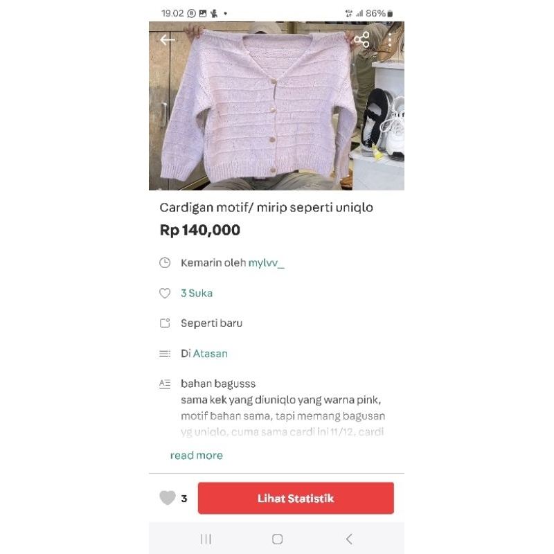 cardigan lilac motif,/seperti cardigan uniqlo (new)