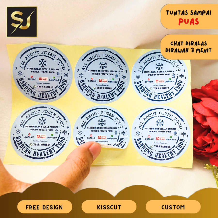 

2-4 Cetak Logo Label Frozen Food Stiker Chromo Makanan Beku Basah Sticker Free Desain Sang Uk.Kecil