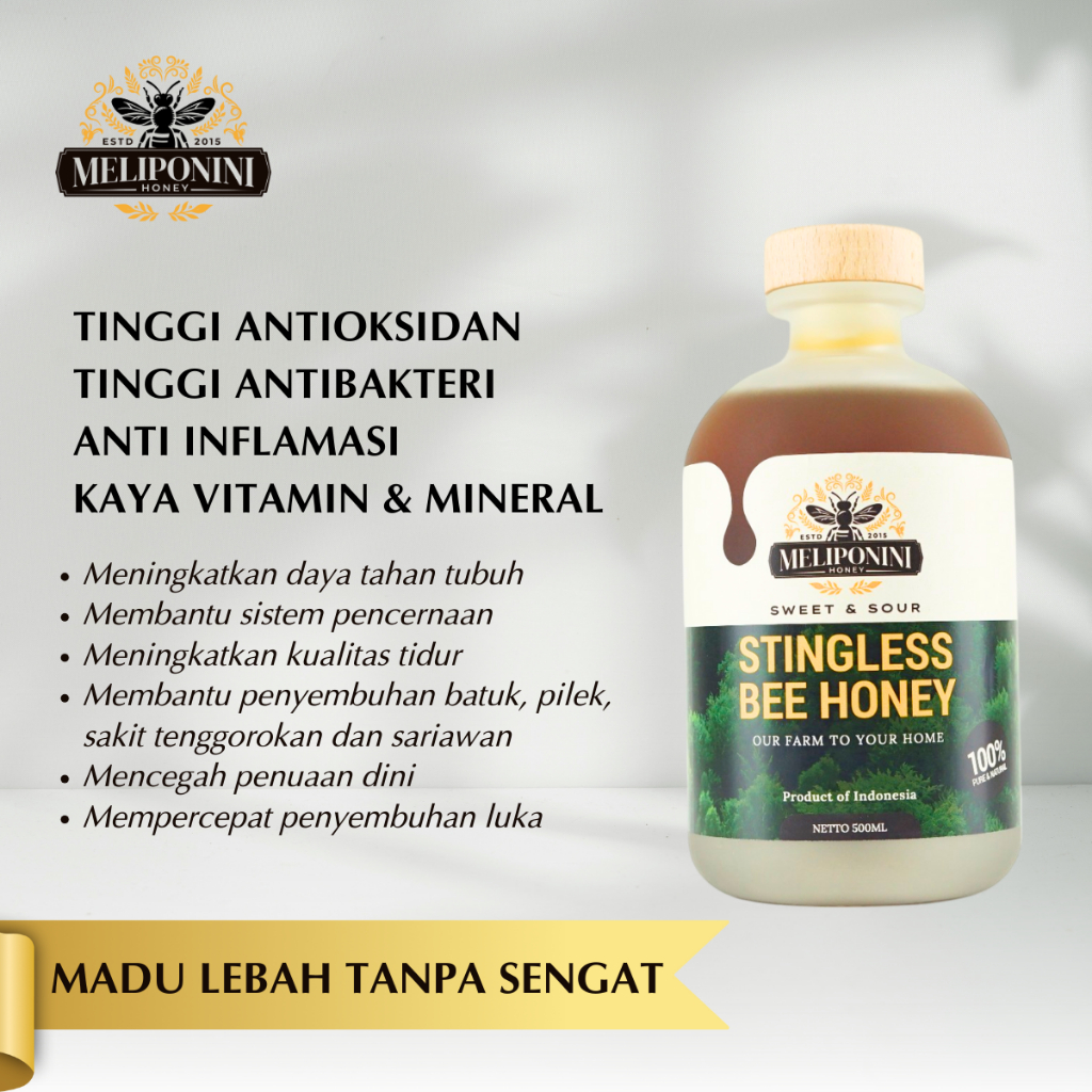 

QH Madu Meliponini 250ML - Stingless bee honey - Madu dengan propolis alami- madu