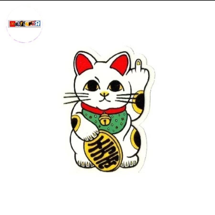 

sticker japanese anime unlucky cat maneki neko jeremy Klein graphic stiker kucing catlover