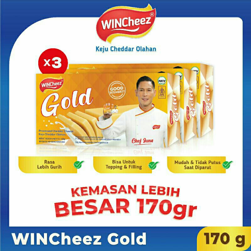 

Keju cheddar Wincheez 170gr paket hemat 3 pcs Exp 12/2025