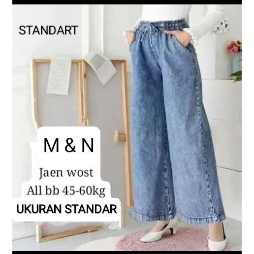 CELANA PANJANG WANITA KULOT KARGO STANDAR DAN JUMBO BAHAN JEANS LEMBUT ADEM PINGGANG KARET KEKINIAN 