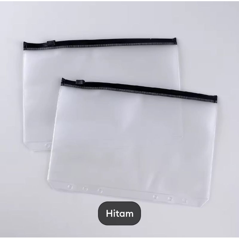 

2 PCS sisipan dalam binder A5 Hitam zipper pocket 6 lubang