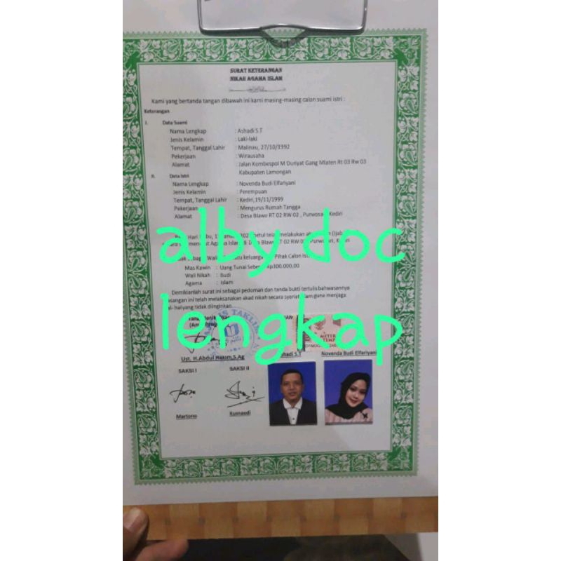 

kutipan keterangan siri stempel asli kertas KW