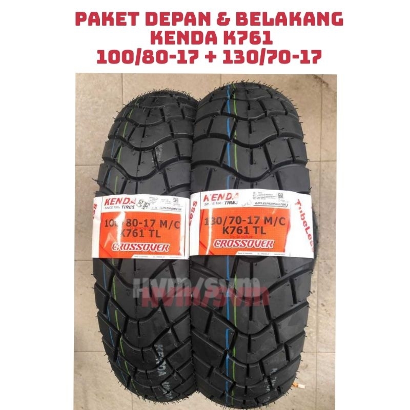 TUBELESS PAKET KENDA K761 100/80 17 130/70 17 BAN LUAR MOTOR DUAL SPORT SEMI  TRAIL ORIGINAL  KENDA 