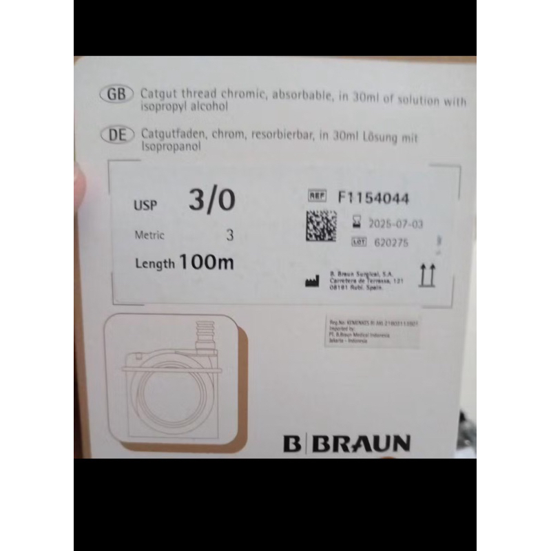 Benang B Braun cutgut Chromic 3/0 exp 2027