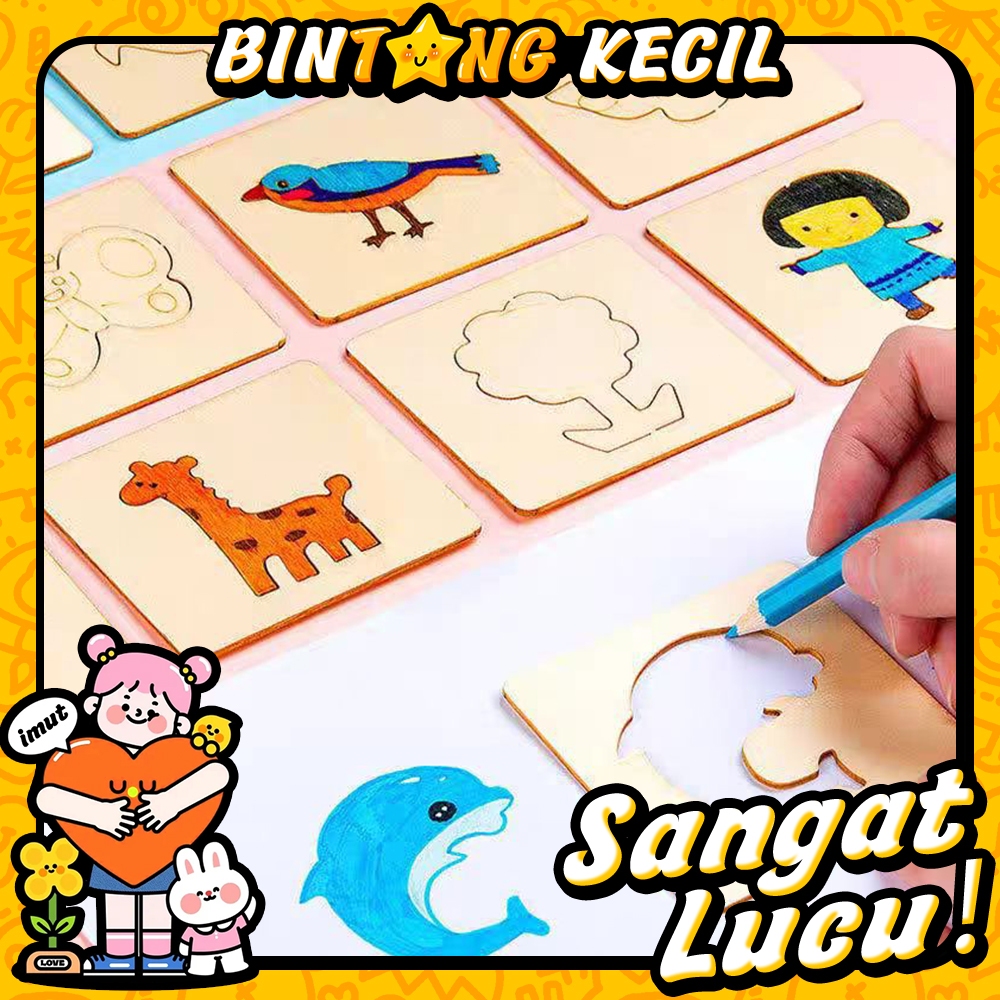 

20 Buah+2pcsPenaTemplat Lukisan DIY Kayu Stensil Menggambar Belajar Untuk Anak Mainan Pendidikan Untuk Tracing Gambar Kreatifitas Sensory Play Stencil