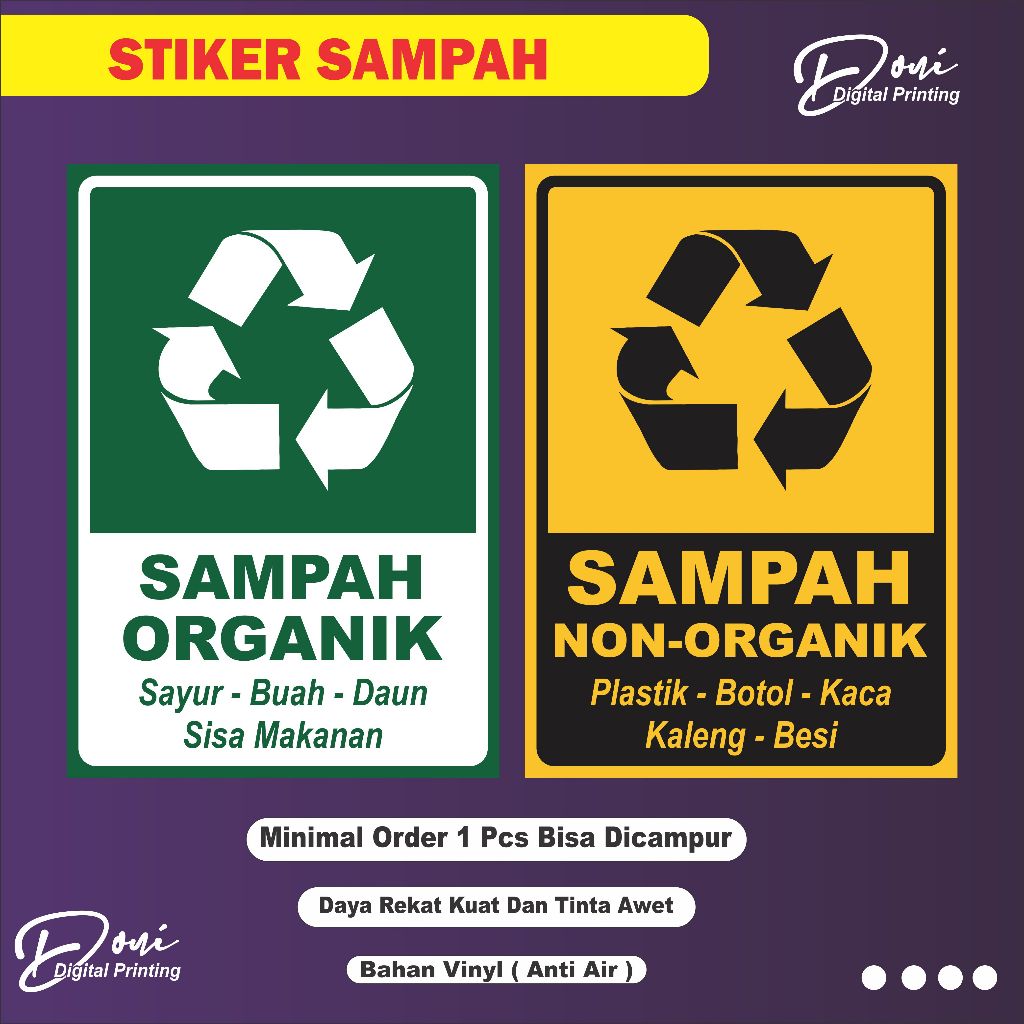 

Stiker Sampah Organik Non Organik / Stiker Limbah Organik Non Organik / Stiker Sampah Kering / Stiker Sampah Basah