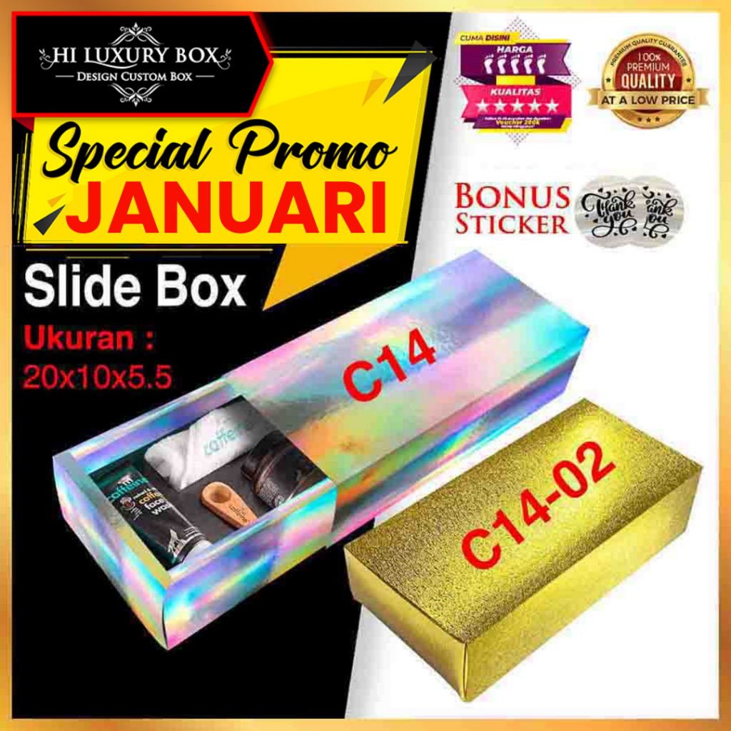 

KOTAK HOLOGRAM|KADO|HAMPERS|SOUVENIR|SLIDE BOX|DUS|PACKAGING|C14