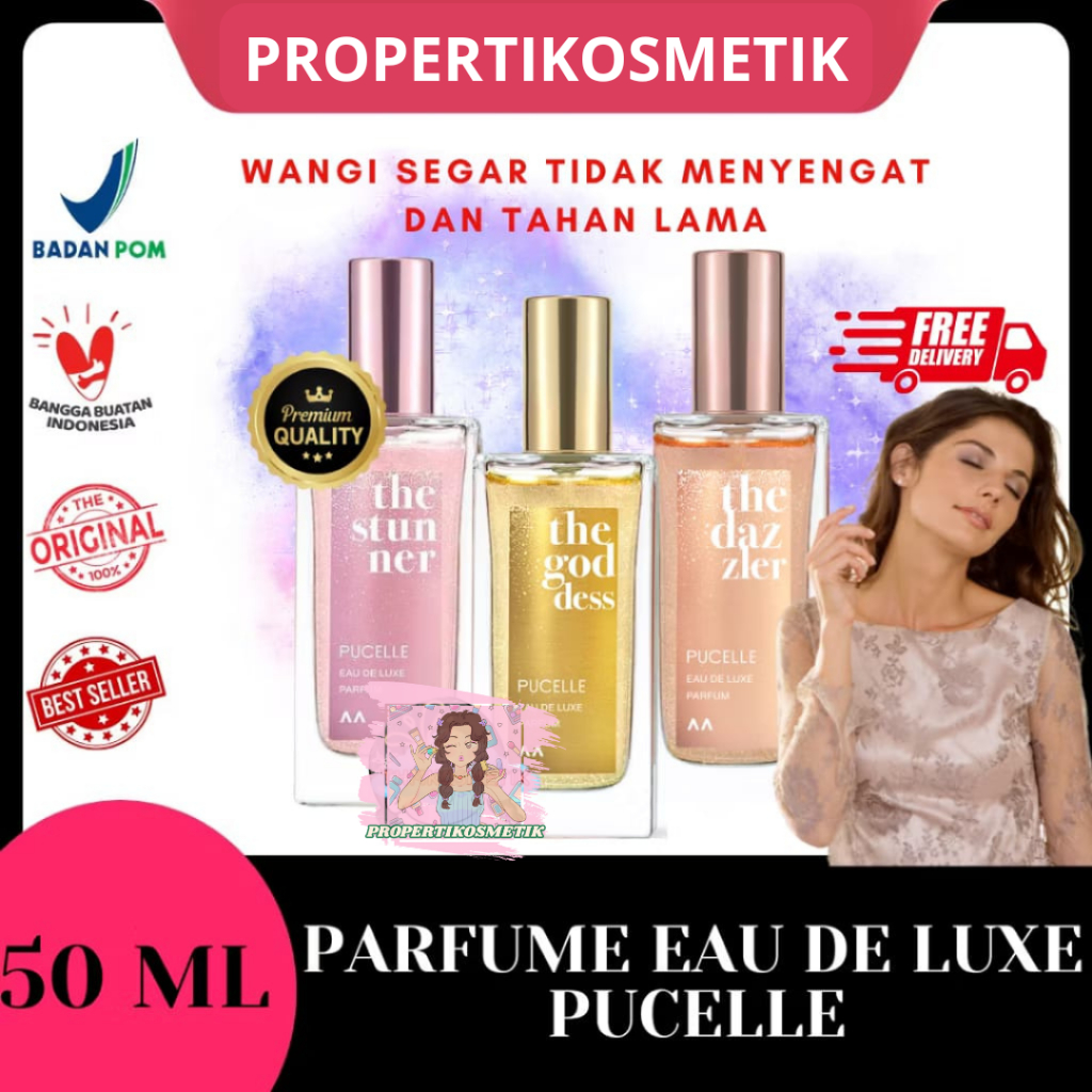 Pucelle Parfum Eau De Luxe 50 ML - Parfum EDP Wanita/Pria Tahan Lama Menghilangkan Bau Badan BPOM