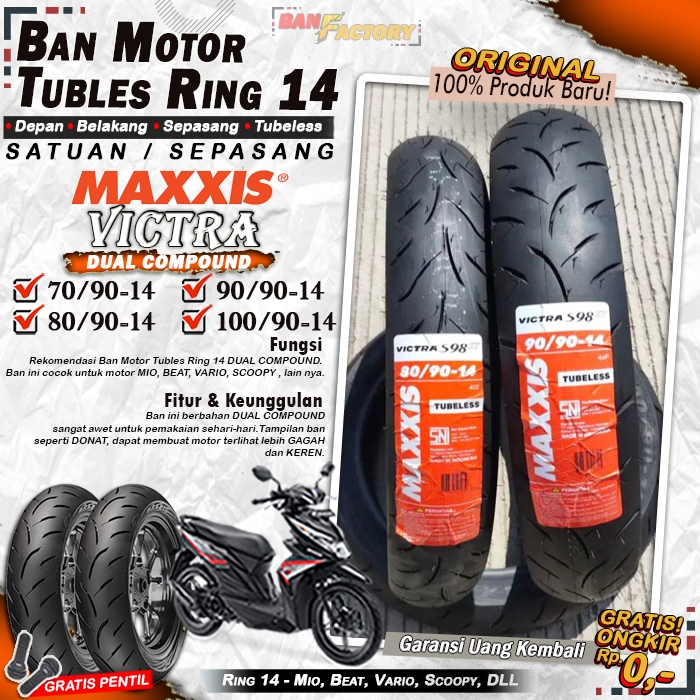 Ban Motor Beat Maxxis Victra Ring 14 Tubles Ban Motor Tubeless Mio Beat Vario Scoopy Ring 14 Tubles