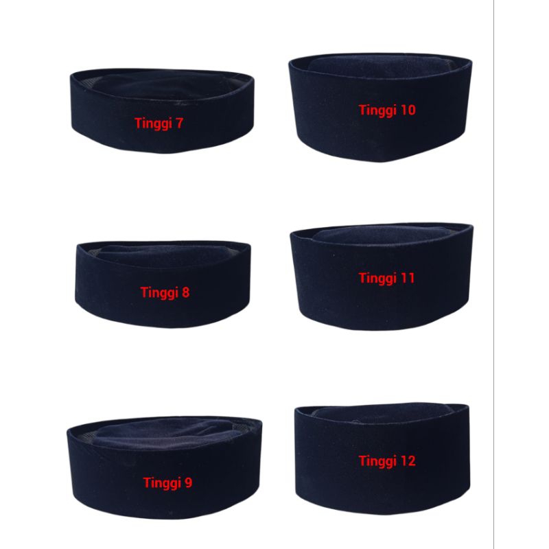 Peci kopiah tinggi 7/songkok hitam beludru anti air