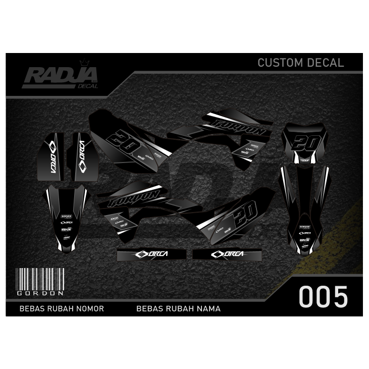 DECAL STICKER GORDON (005) DEKAL STIKER FULLBODY KAWASAKI LX KLX MERAH KUNING HIJAU BIRU GOLD EMAS O