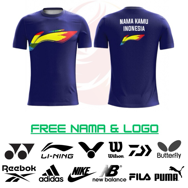 Baju Kaos Jersey Badminton Bulutangkis Printing Custom Big Size Jumbo Size Ready Free Nama Logo Spon