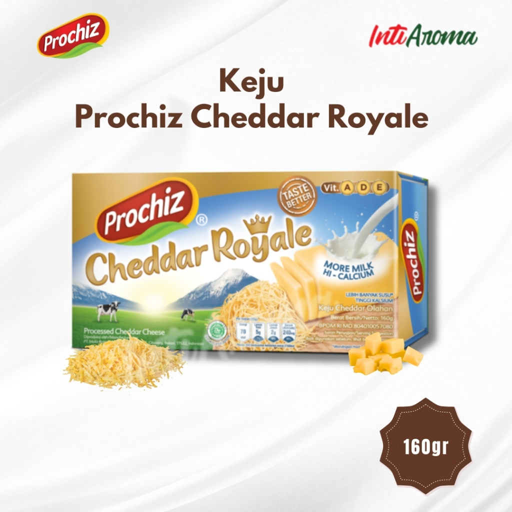 

Keju Prochiz Cheddar Royale Cheese Premium 160 Gram Keju Cheddar Halal