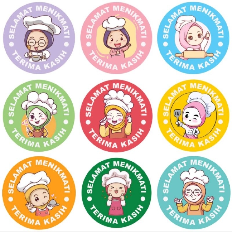 

[100pcs] Stiker Bulat Selamat Menikmati Terima Kasih Jajan Pasar Kue Cathering