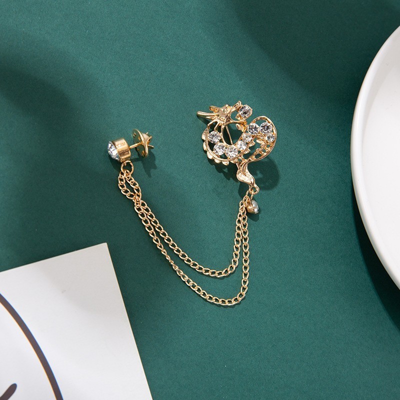 Bros Pin Rantai Jas Dragon Brooch Lapel Pin Bros Jas Pria Wanita Brooch Bross Blazer Bros Pin Rantai