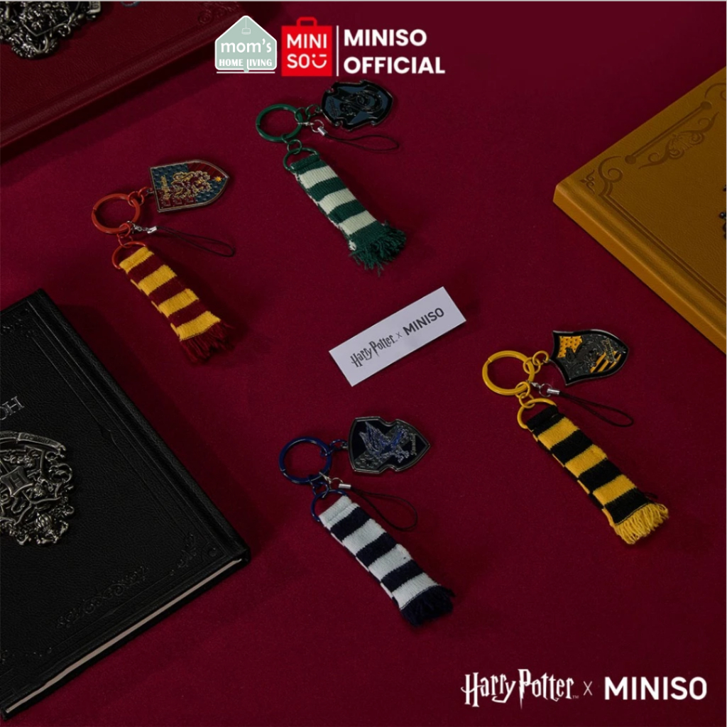 Miniso x HARRY POTTER gantungan kunci syal Harry Potter dicetak dengan desain Gryffindor, Ravenclaw,