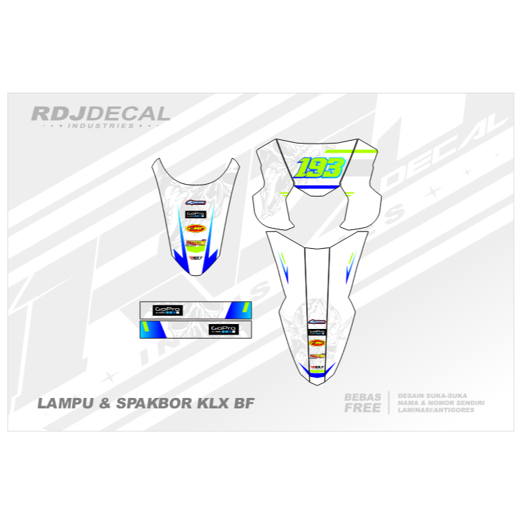 DECAL STICKER LAMPU KLX BF (004) DEKAL STIKER KEPALA SPAKBOR DEPAN BELAKANG, ARM & COVER SHOCK KLX 1