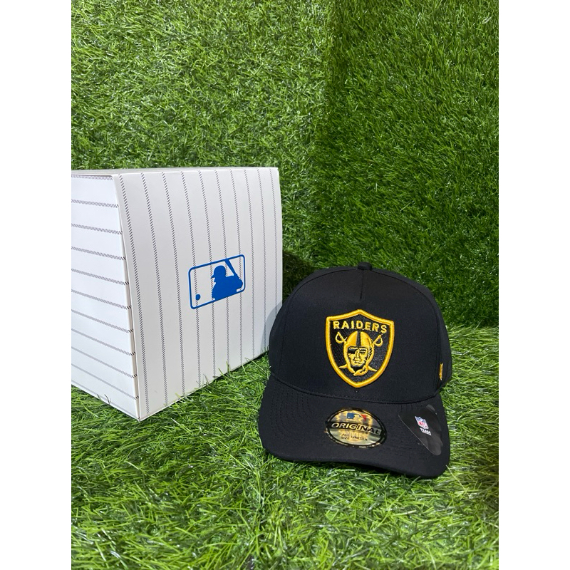 Raiders Hitam Gold Bahan Hitam Topi Premium
