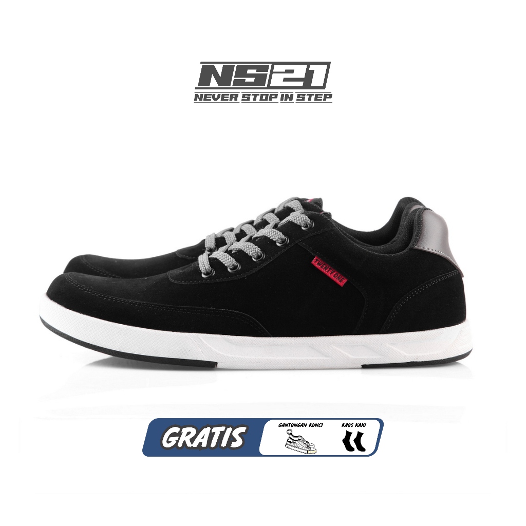 Sepatu Sneakers Pria Hitam Kombinasi Grey NS Twenty One