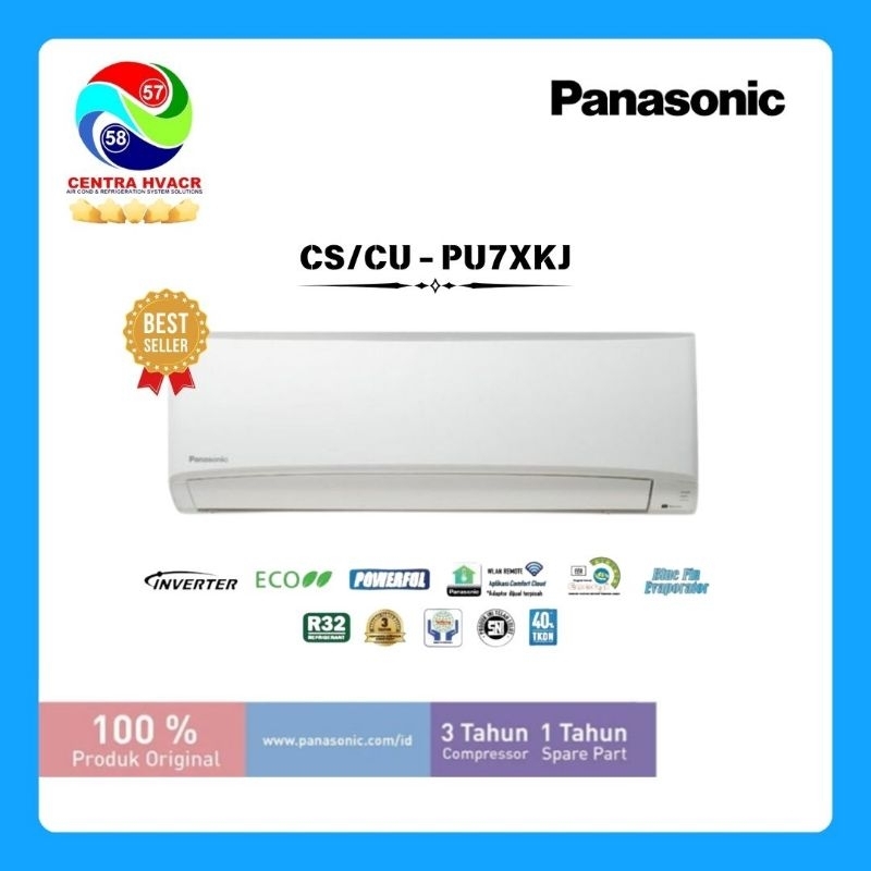 AC Panasonic Standart Inverter Si-Biru Super X 3/4 PK Model CS/CU - PU7XKJ