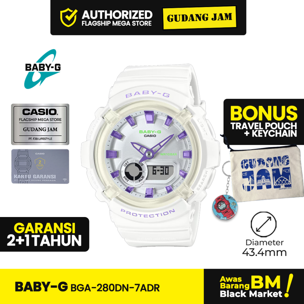 Jam Tangan Wanita Baby-G BGA-280DN-7ADR Blue Digital Resin