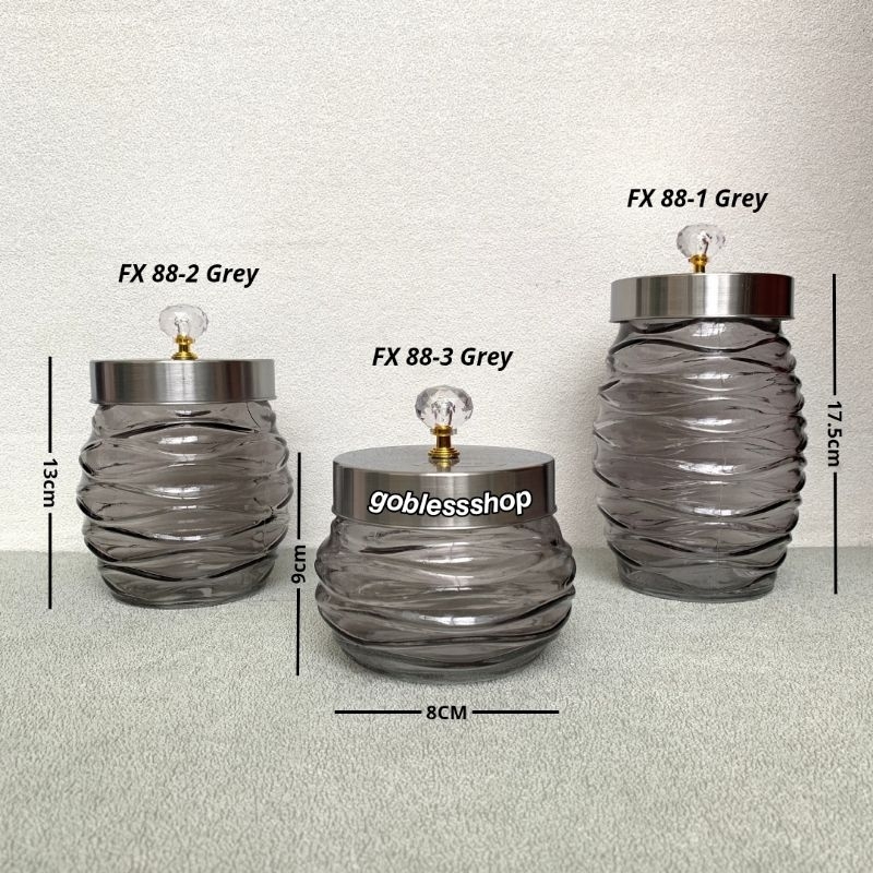 Toples Kaca Fujinex 1.2LT FX 88-1, 800ML FX 88-2, 500ML FX 88-3 Grey