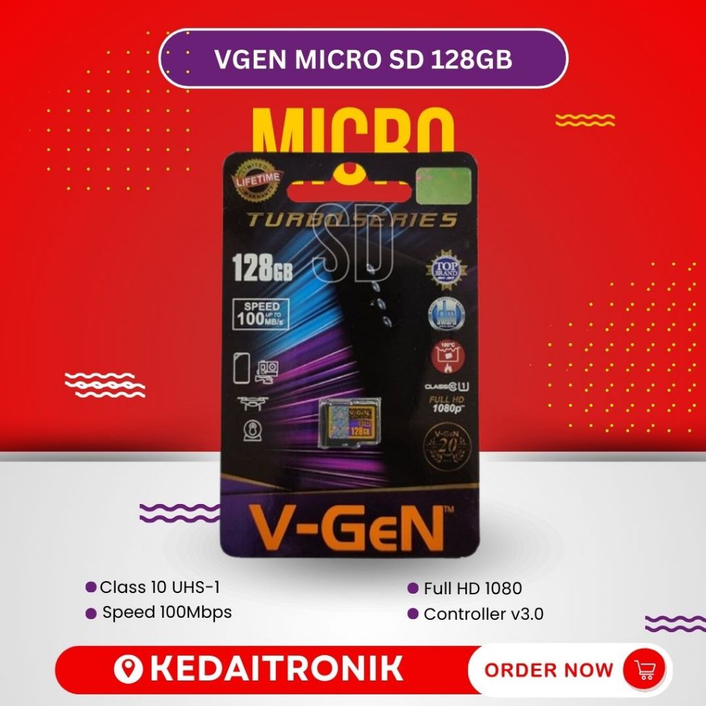 VGEN Micro SD 128GB Turbo Class 10 Memory Card MicroSD VGEN 128 GB