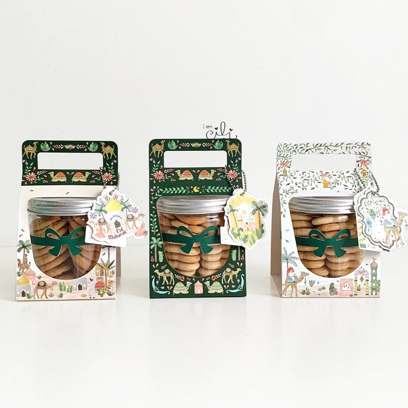 

(BOX JAR 600 ml LEBARAN ) kotak kue kering toples tabung 600ml idul fitri lebaran (isi 10)