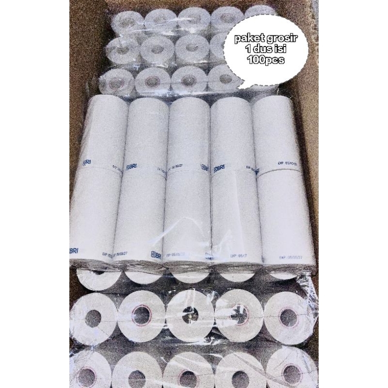 

Kertas struk kasir thermal logo bank BRI 58/57x30mm full coreles paket 100 Roll