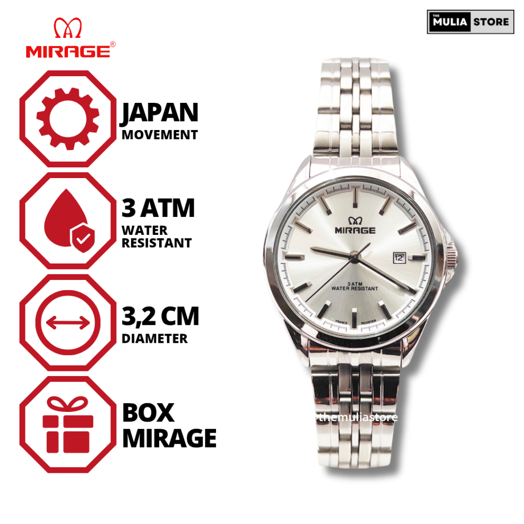 MIRAGE Jam Tangan Wanita Mirage Original 8709 BRP L Tanggal Analog
