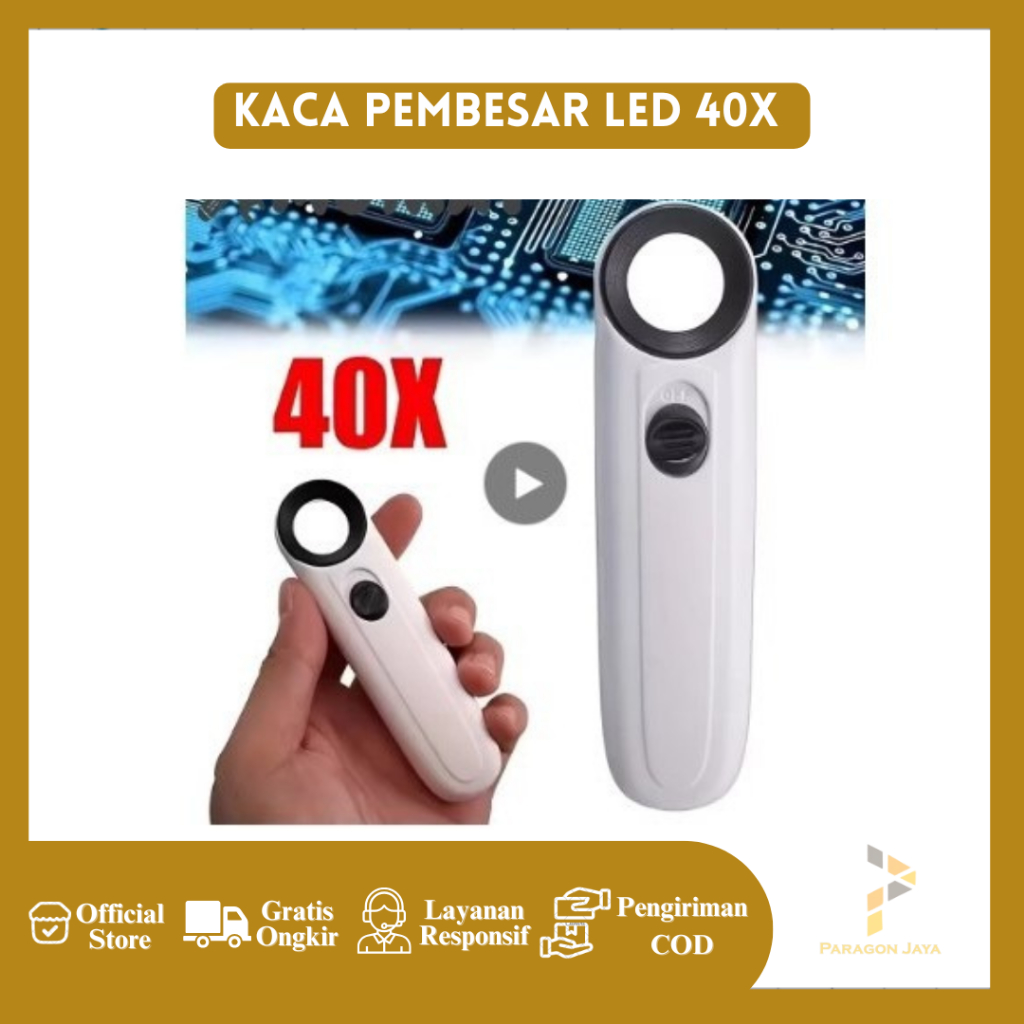 

Kaca Pembesar LED 40x / Lampu Lup Lensa Magnifier Handheld / Membaca Perhiasan Komponen / Loupe