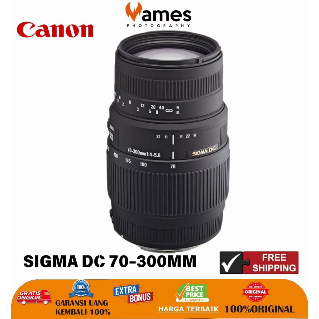 Lensa SIGMA 70-300mm Canon F3.5 For Kamera DSLR -Tele Zoom  Like New