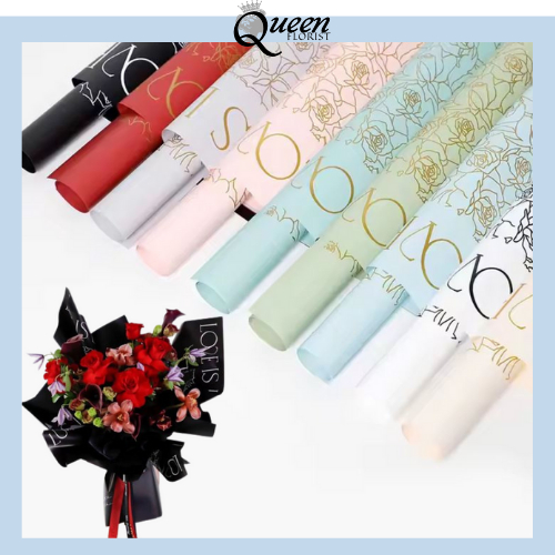 

20 LEMBAR Flower Wrapping Paper LOVE Kertas Buket Bunga Cellophane 6165
