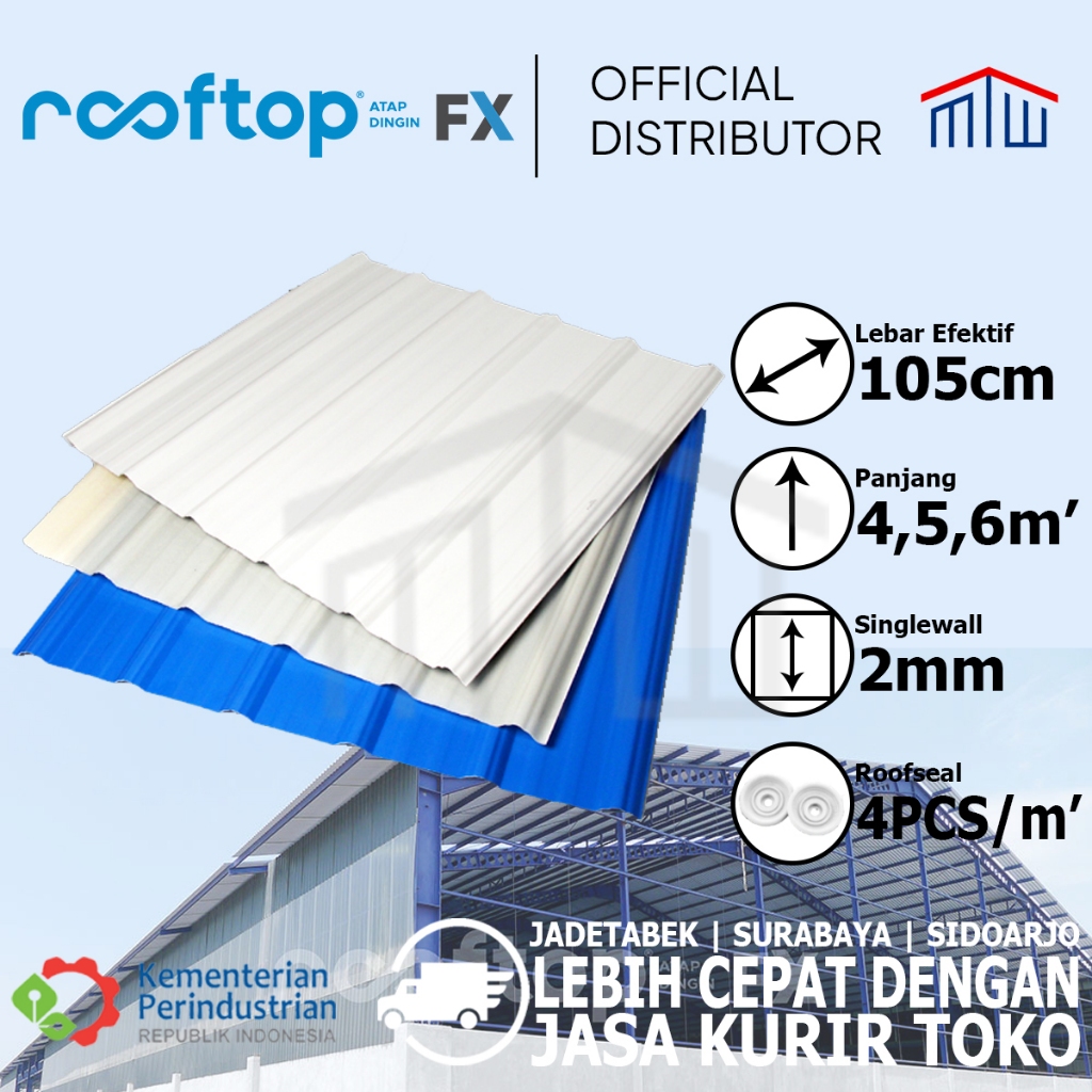 Atap Plastik Single Wall ROOFTOP FX uPVC Atap/Kanopi Lurus & Melengkung