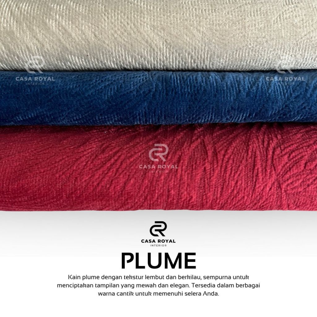 Bahan Kain Sofa Velvet Import – Kain Meteran Polos Emboss Premium (PLUME)