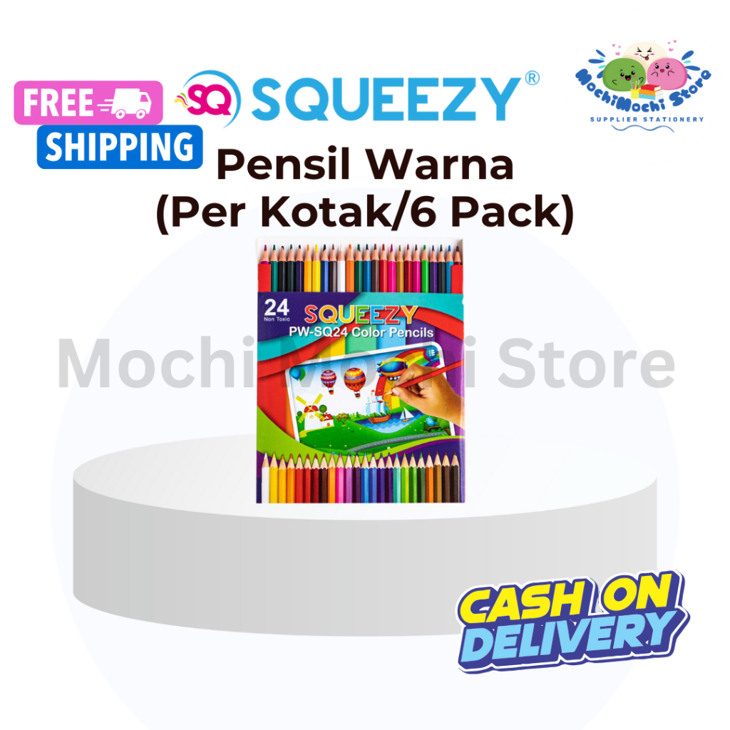 

PER KOTAK/6 PACK Pensil Warna PW-SQ24 Squeezy | Colour Pencil | Pensil Warna Murah | Coloring Pencil | Pensil warna 24 Warna