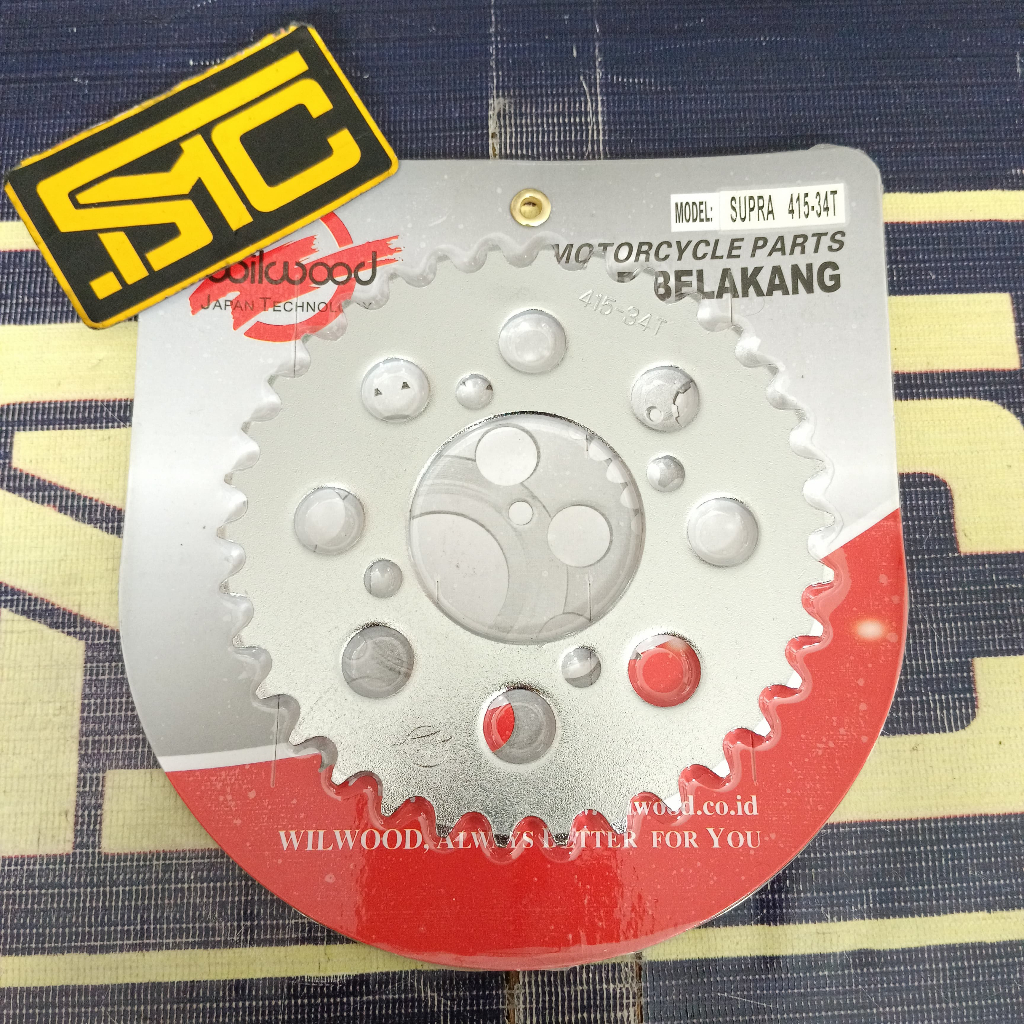 Gear Gir Belakang / Rear Sprocket 415-34T Honda Supra X / Grand / Legenda Wilwood Chrome