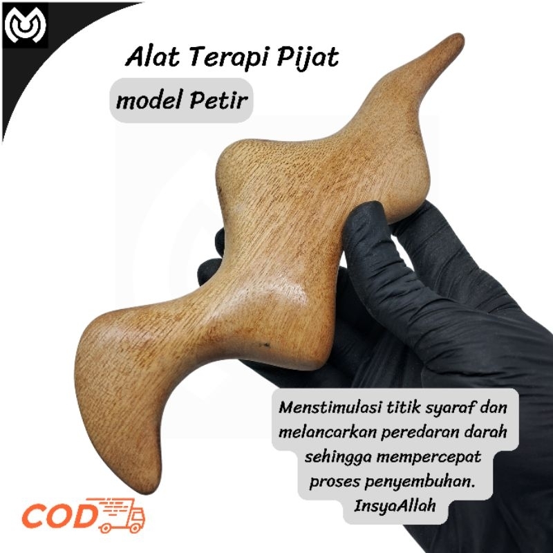Alat Therapy Pijat Refleksi Profesional untuk Punggung, kaki dan tangan model Petir. Dari kayu Bidar