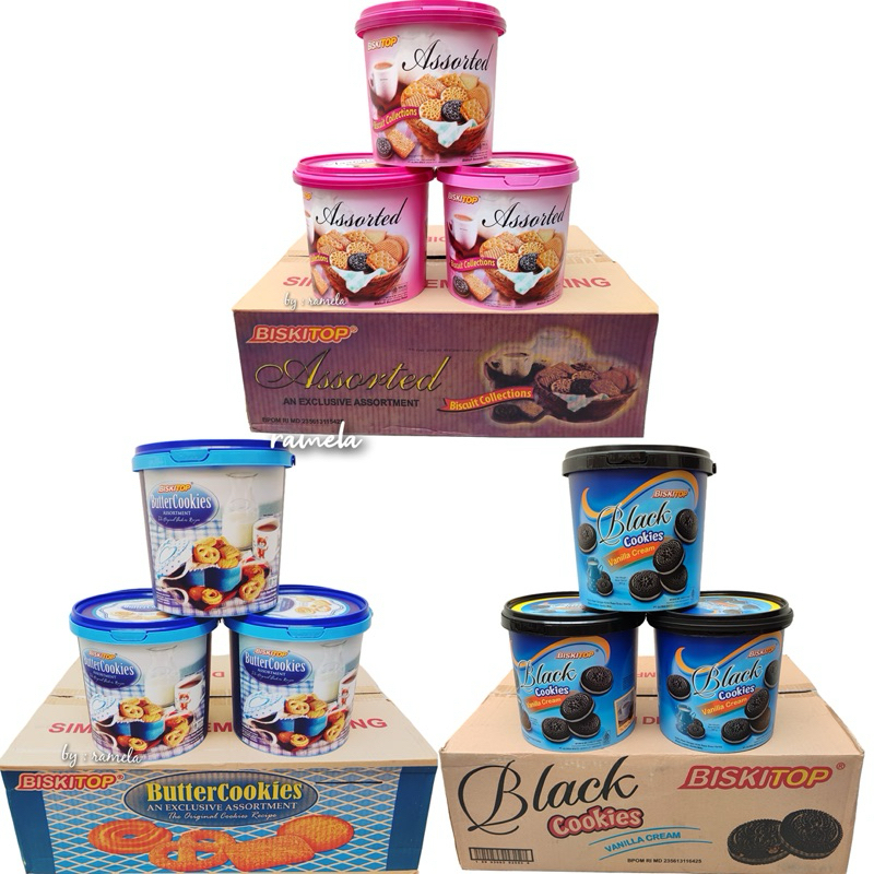 

BISKITOP BISKUIT ASSORTED KEMASAN EMBER BULAT ( DUS )/BISKUIT LEBARAN